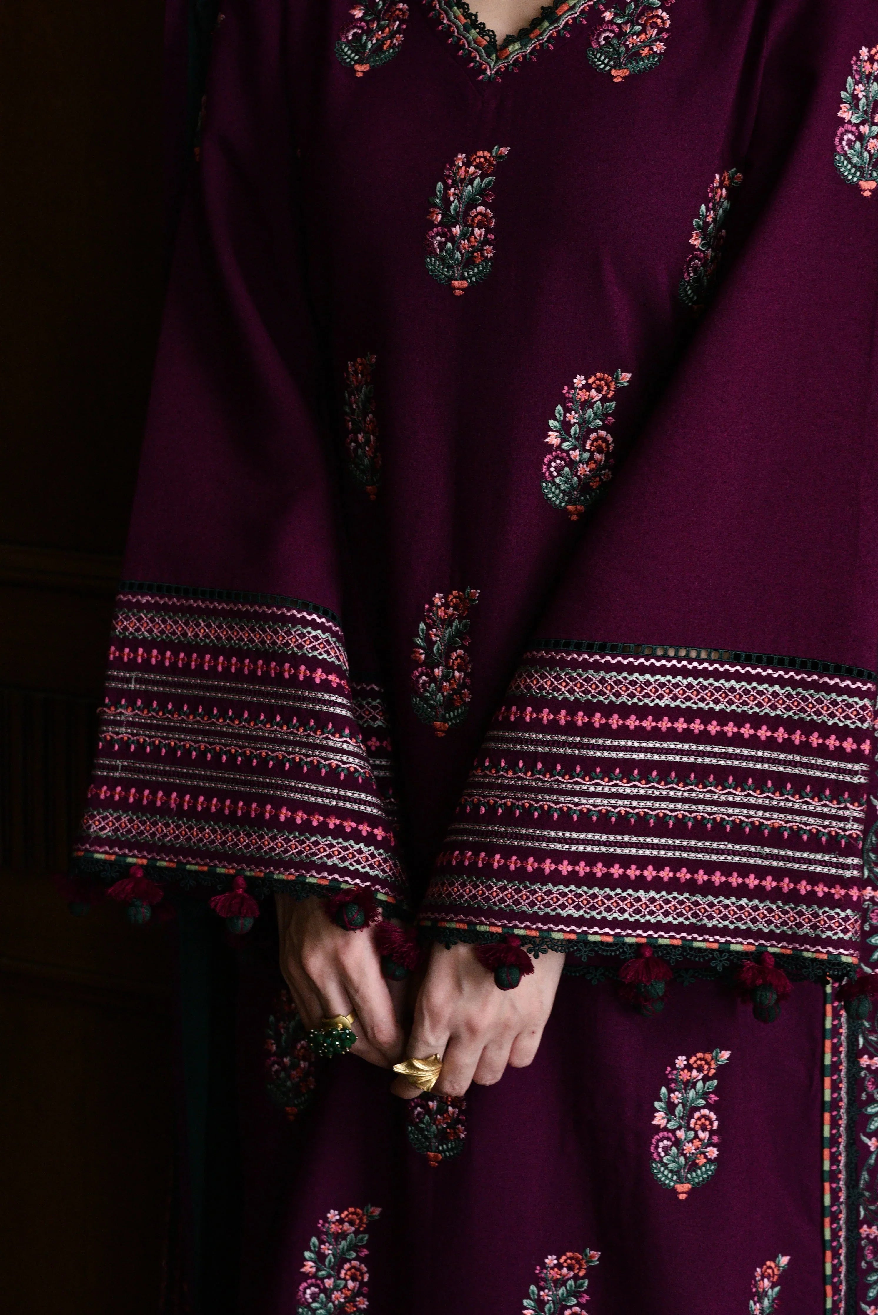 3PC EMBROIDERED DHANAK SUIT - BG849
