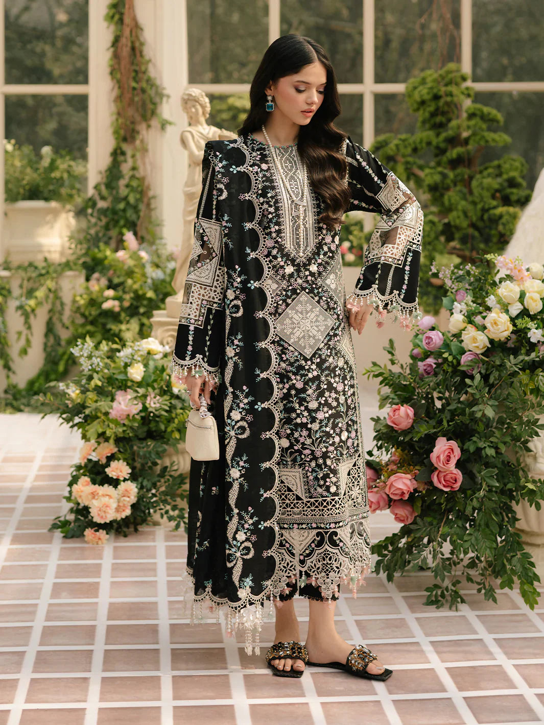 3PC UNSTITCHED LAWN SUIT -  ANS385